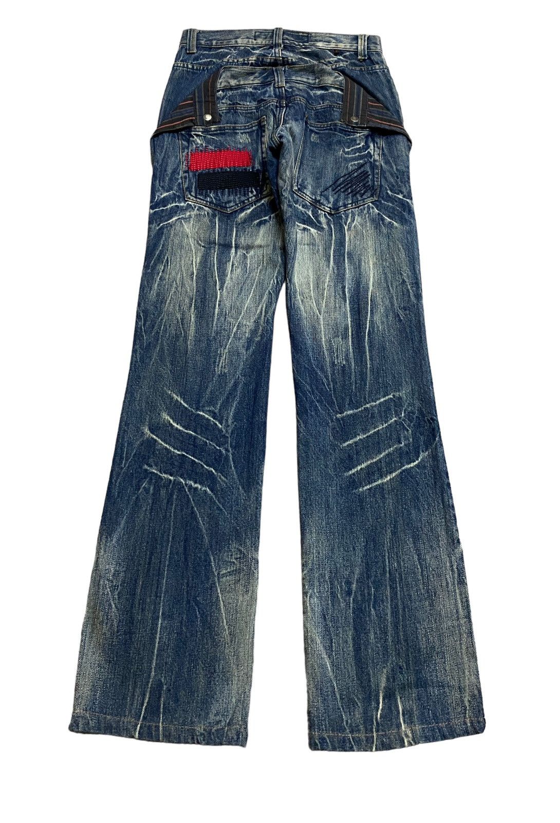 If Six Was Nine Rare Design Vintage Rain Double Waist Flared Jeans 2000s Size US 29 - 2 Thumbnail