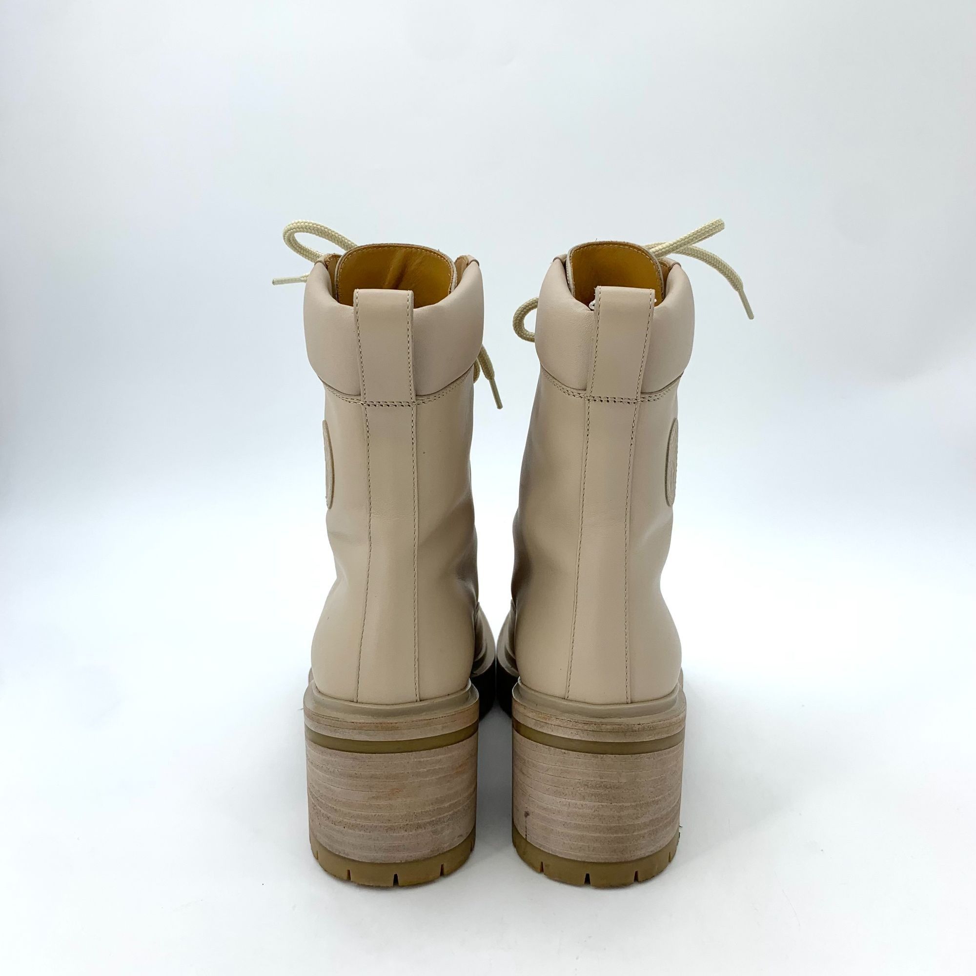 Hermes Hermes Womens Apricot Leather Lace-Up Mid-Calf Martin Boots Size US 8 / IT 38 - 5 Thumbnail