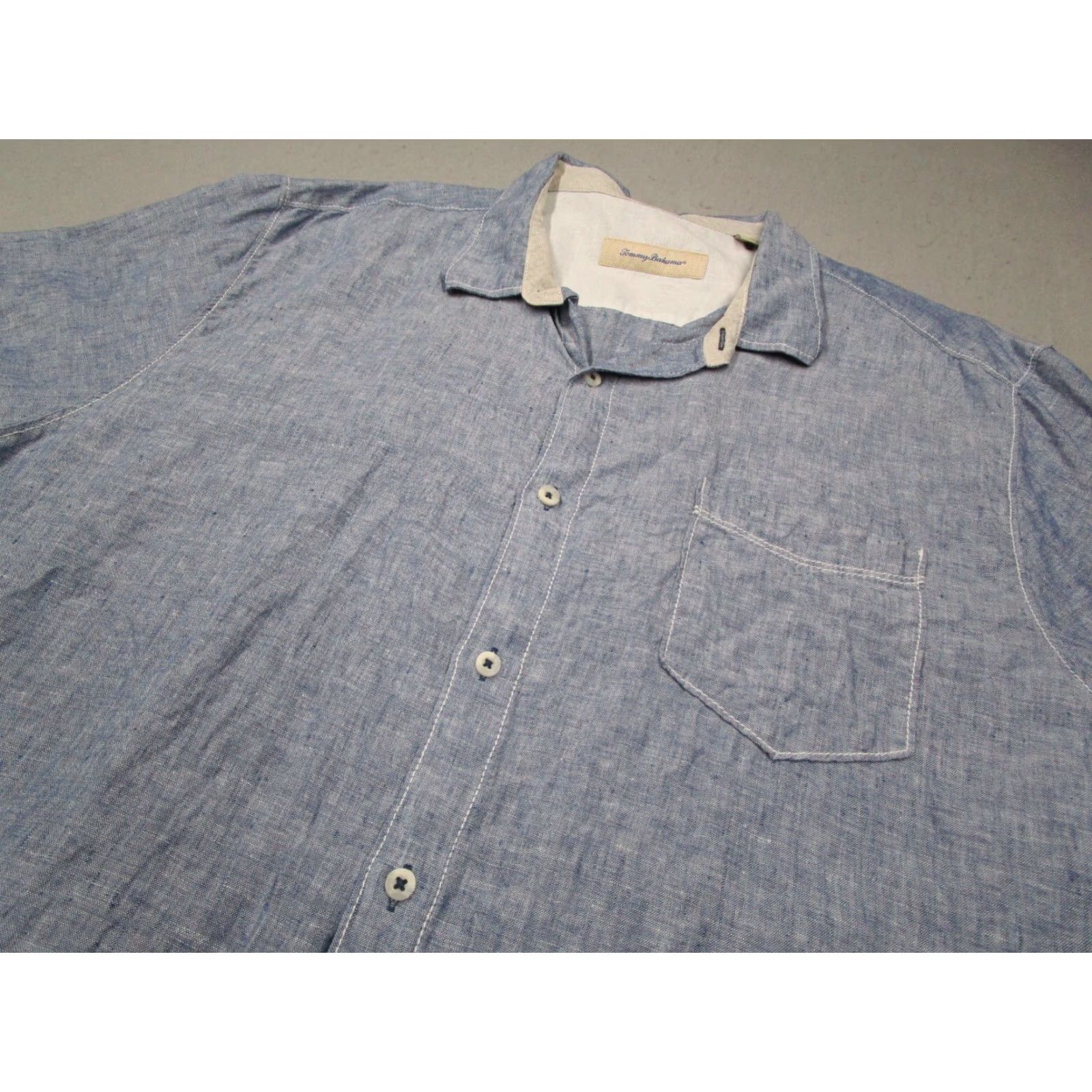 Tommy Bahama VINTAGE Tommy Bahama Shirt Mens 2XL Short Sleeve Blue Linen Hawaiian Marlin Logo Size US XXL / EU 58 / 5 - 2 Thumbnail