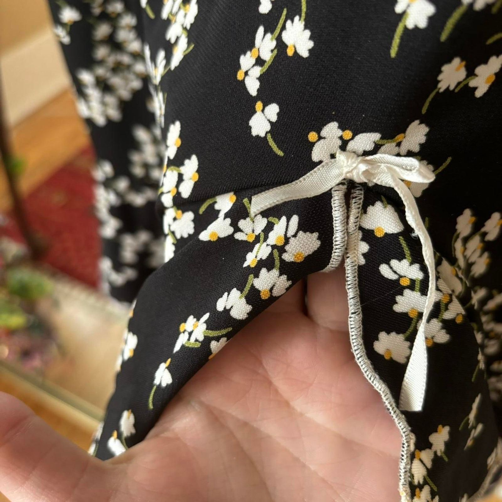 Vintage Vintage Jodi Kristopher Black Floral Midi Dress Medium Y2K Size M / US 6-8 / IT 42-44 - 6 Thumbnail
