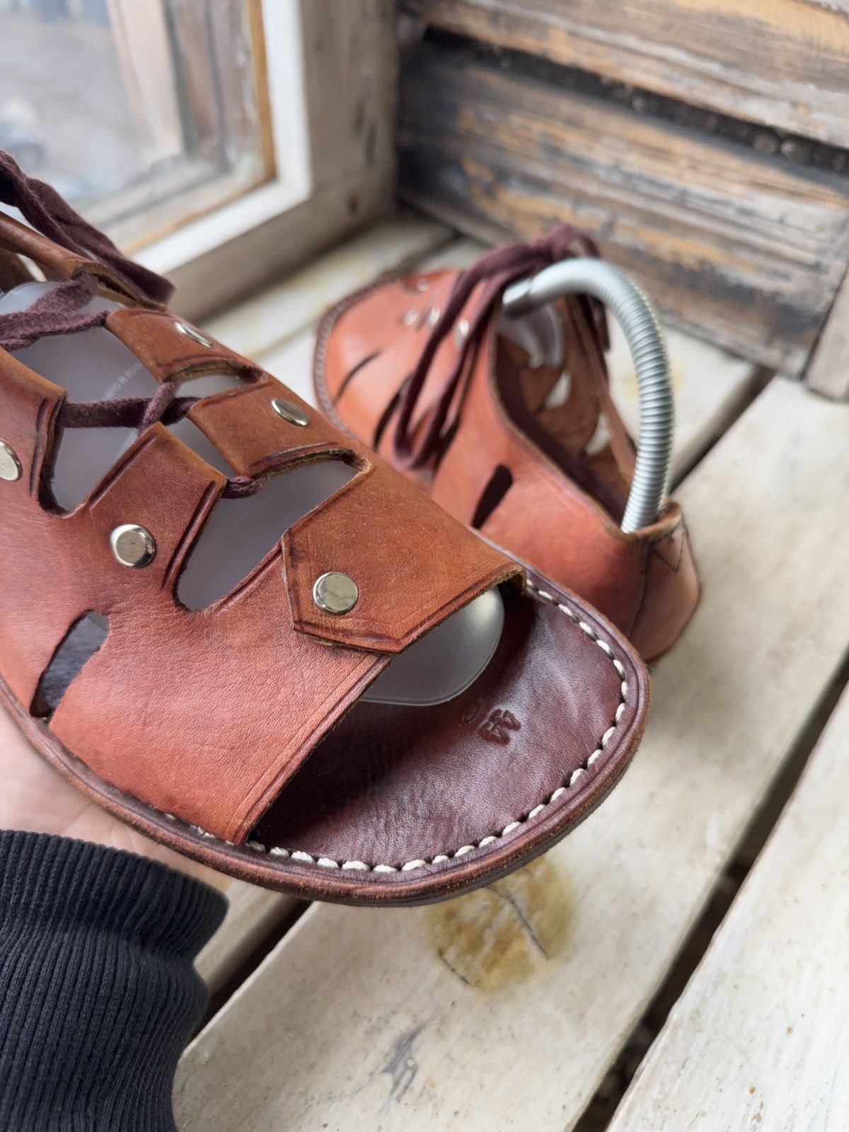 Japanese Brand 90s Sie Wie Bie Bali Handmade Leather Sandals Brown Vintage Size US 10 / EU 43 - 5 Thumbnail