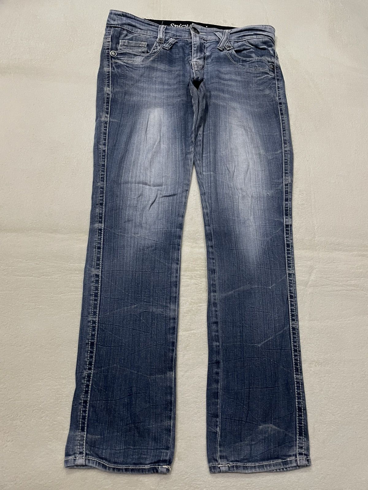 Japanese Brand Vintage Spicy Denim Skinny Faded Mudwash Denim Jeans Size US 33 - 1 Thumbnail