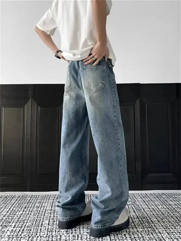 Japanese Brand Retro loose washed straight leg jeans Size US 32 / EU 48 - 5 Thumbnail