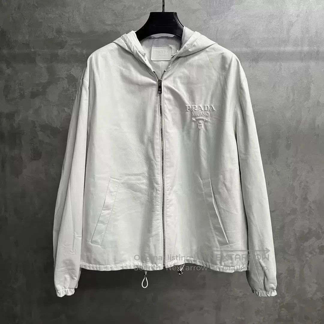 prada white hooded zip.