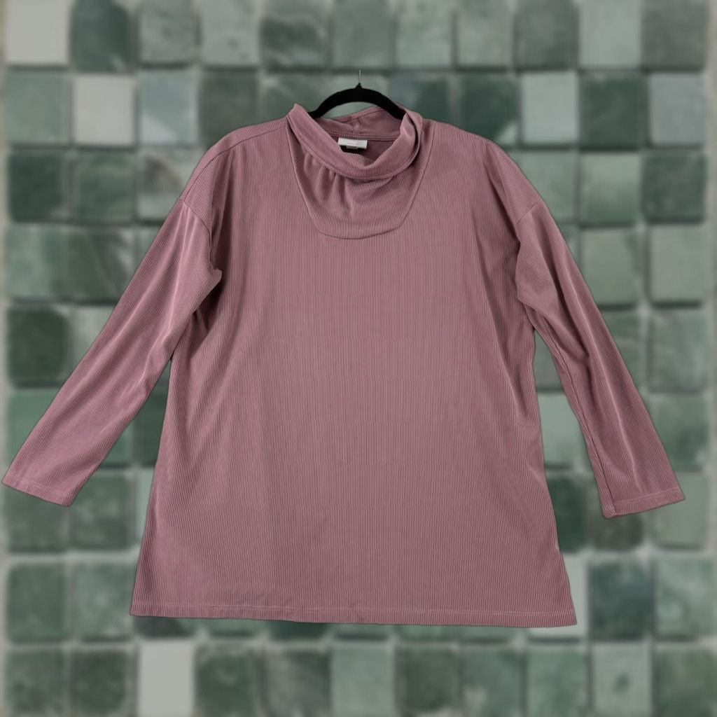 J. Jill J. Jill Top Womens Medium Mauve Pink Cowl Neck Ribbed Long Sleeve Pullover Shirt Size M / US 6-8 / IT 42-44 - 1 Thumbnail