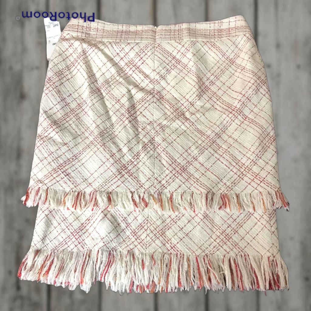 Anne Klein Anne Klein Skirt Womens Petite 8P Venice Ruby Multi Layer Fringe Cotton Wool NEW Size 30" / US 8 / IT 44 - 1 Thumbnail