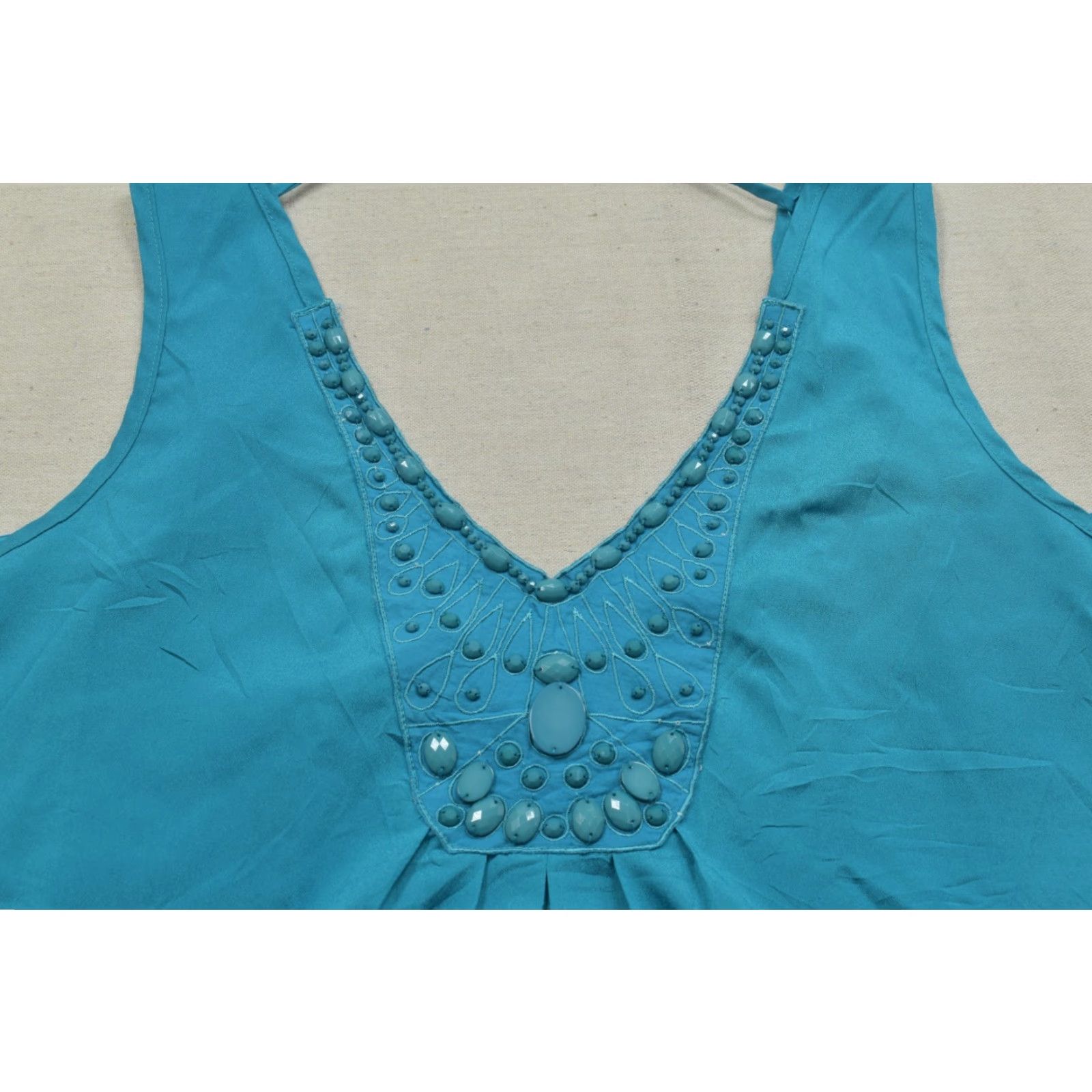 Torrid Torrid Blouse Tank Top Sleeveless Beaded V-Neck Teal Blue Plus Tunic Women 3 XS? Size XS / US 0-2 / IT 36-38 - 6 Thumbnail