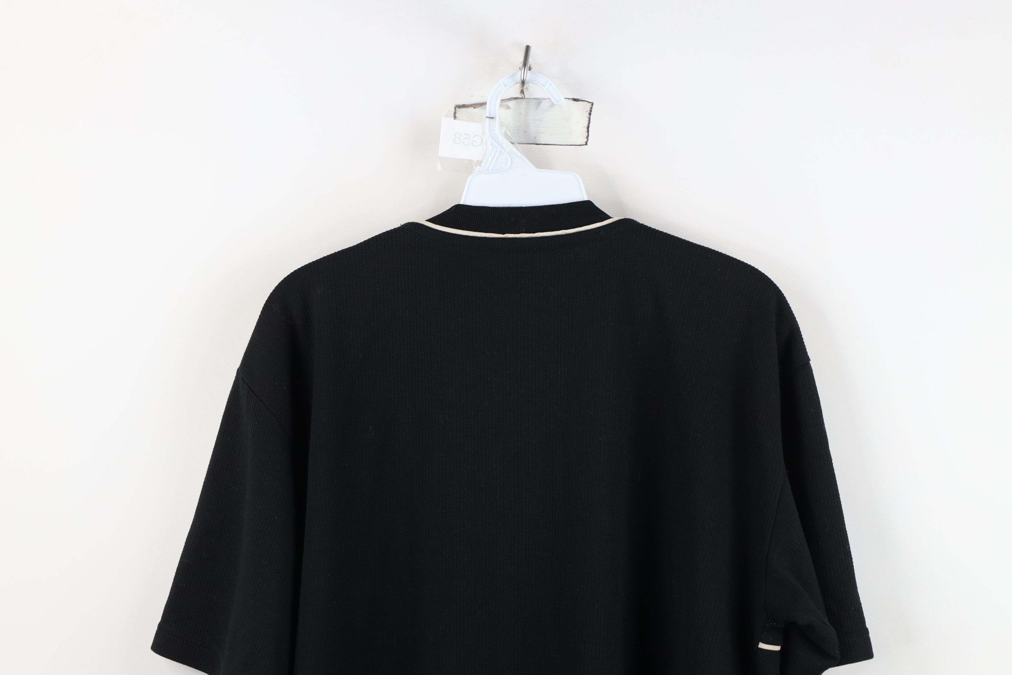 Reebok Vintage 90s Reebok Spell Ribbed Knit V-Neck T-Shirt Black Size US M / EU 48-50 / 2 - 12 Thumbnail