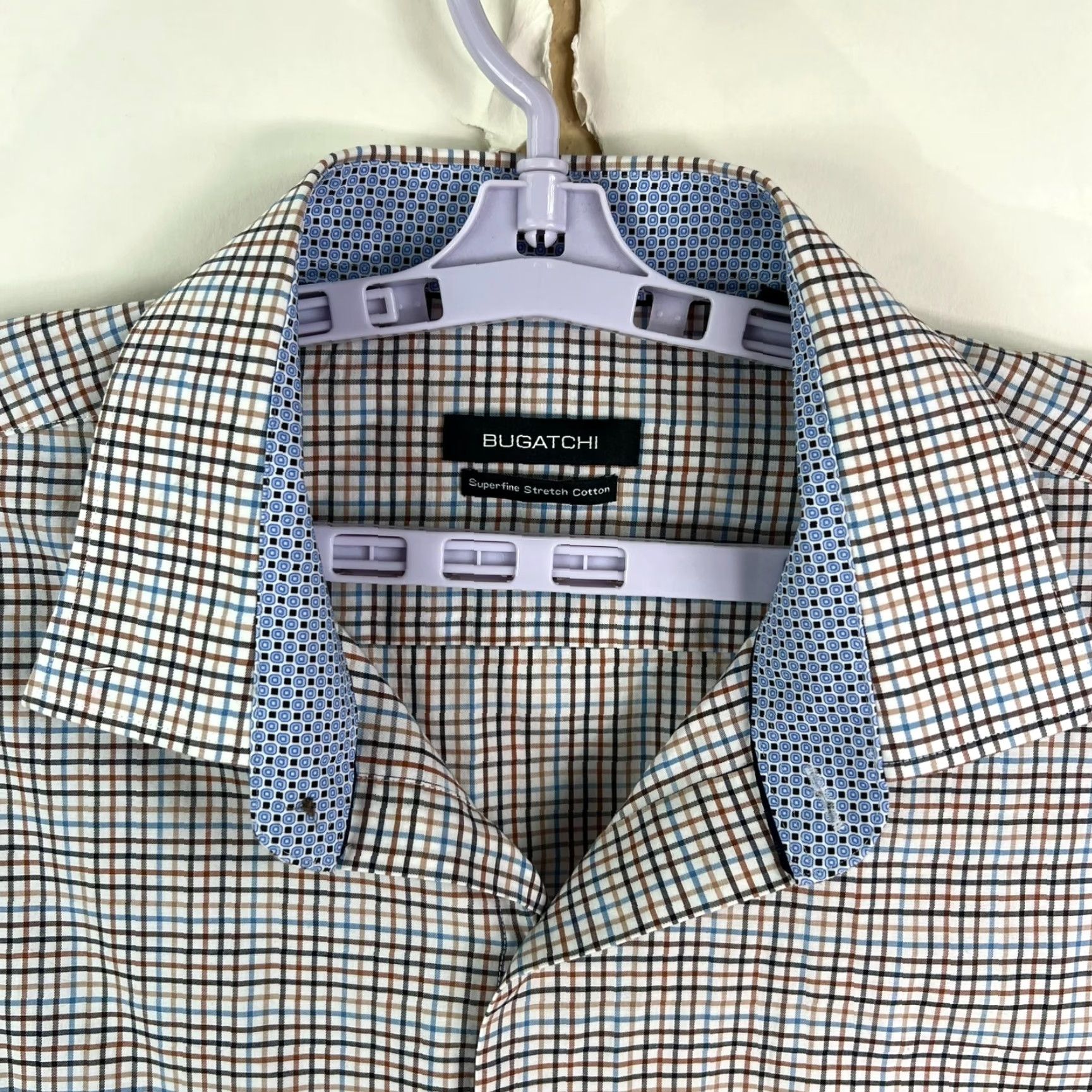 BUGATCHI Bugatchi Uomo Shirt Mens 17.5 Cotton Button-Up Long Sleeve Blue Striped Size US XL / EU 56 / 4 - 3 Thumbnail