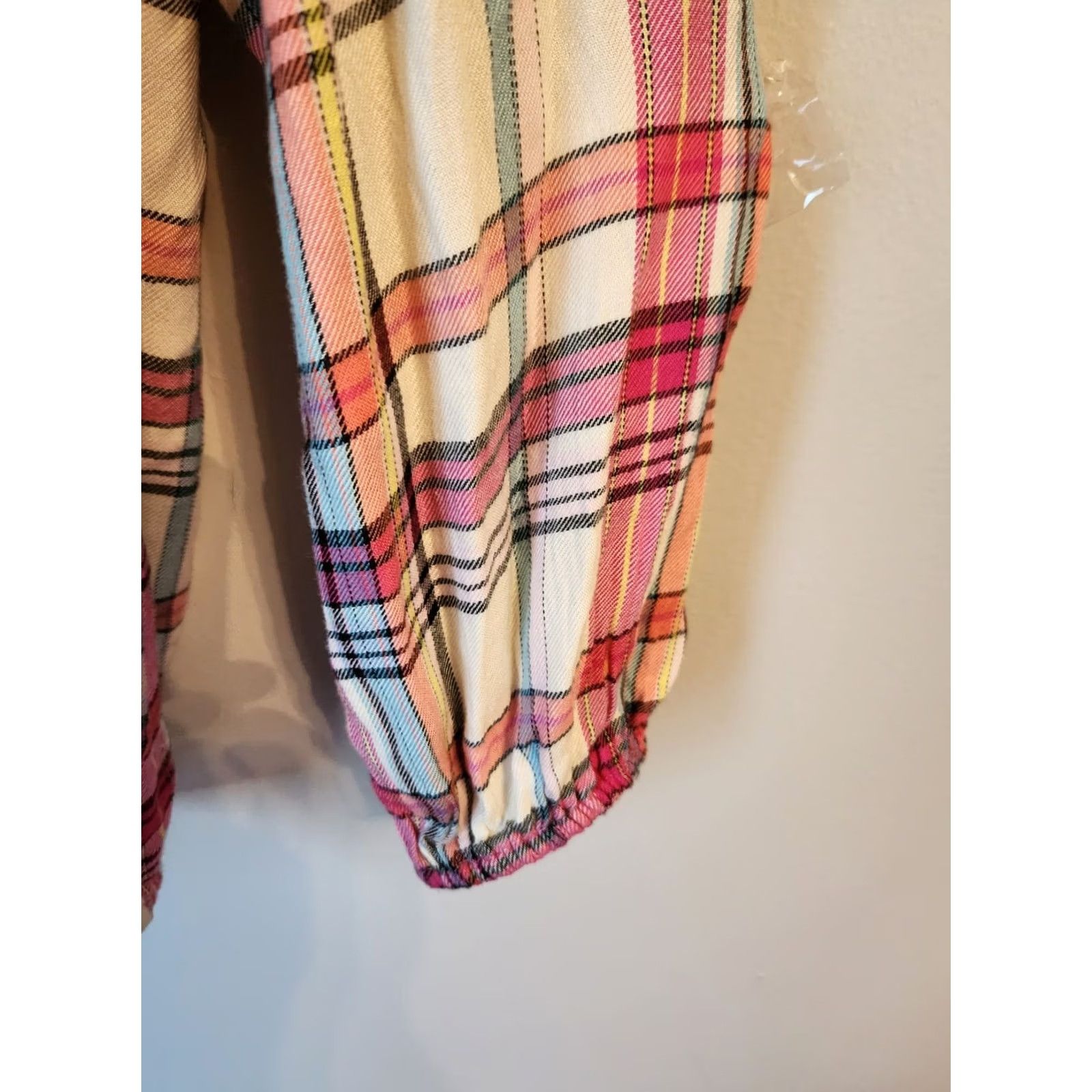 Vintage Lane Bryant Top Womens 18/20 White Plaid Flannel Blouson Red Blue Measurements Description Size XXL / US 16-18 / IT 52-54 - 3 Thumbnail