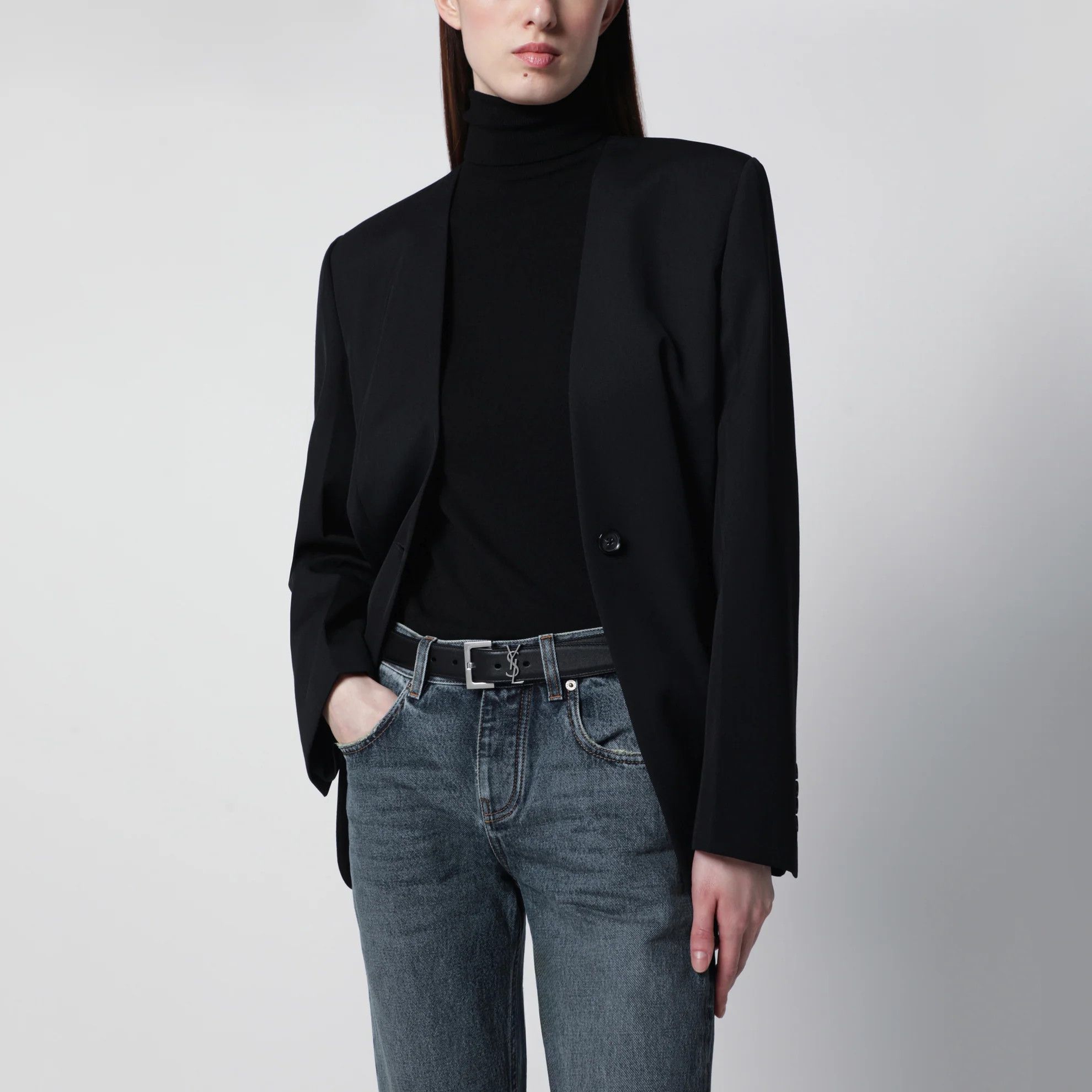 Saint Laurent Paris o1d2blof0526 Size: 80 / Cassandre Smooth Leather Belt Size ONE SIZE - 2 Thumbnail