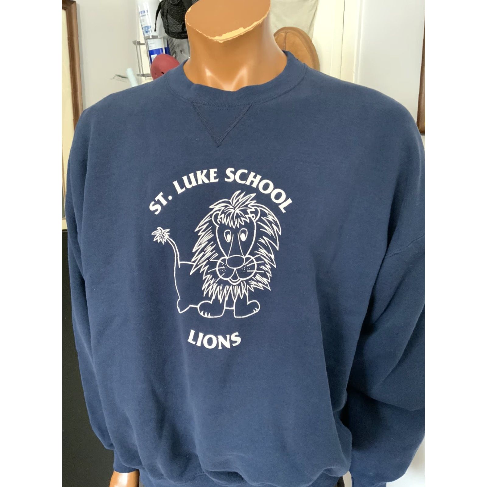 Soffe VINTAGE 90s Soffe Fleece Lions School Crewneck Sweatshirt Navy Blue XL Men Size US XL / EU 56 / 4 - 8 Thumbnail