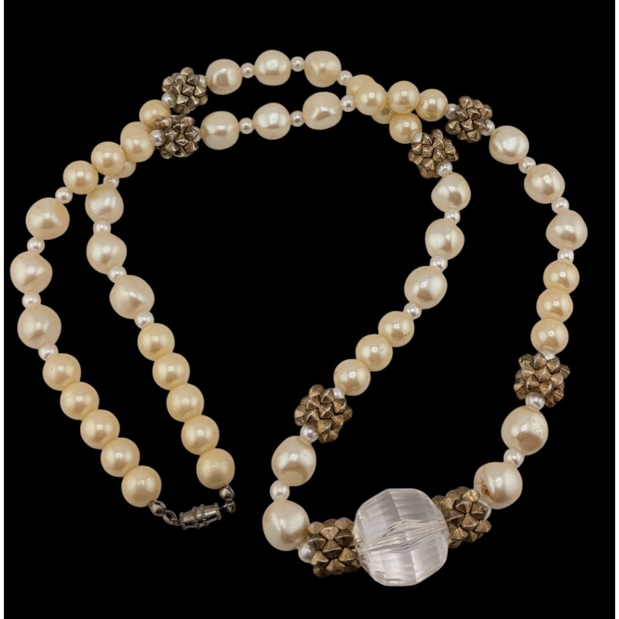 Other Vintage Glam Faux Pearl Necklace With Crystal Accent & Gold- Size ONE SIZE - 2 Thumbnail