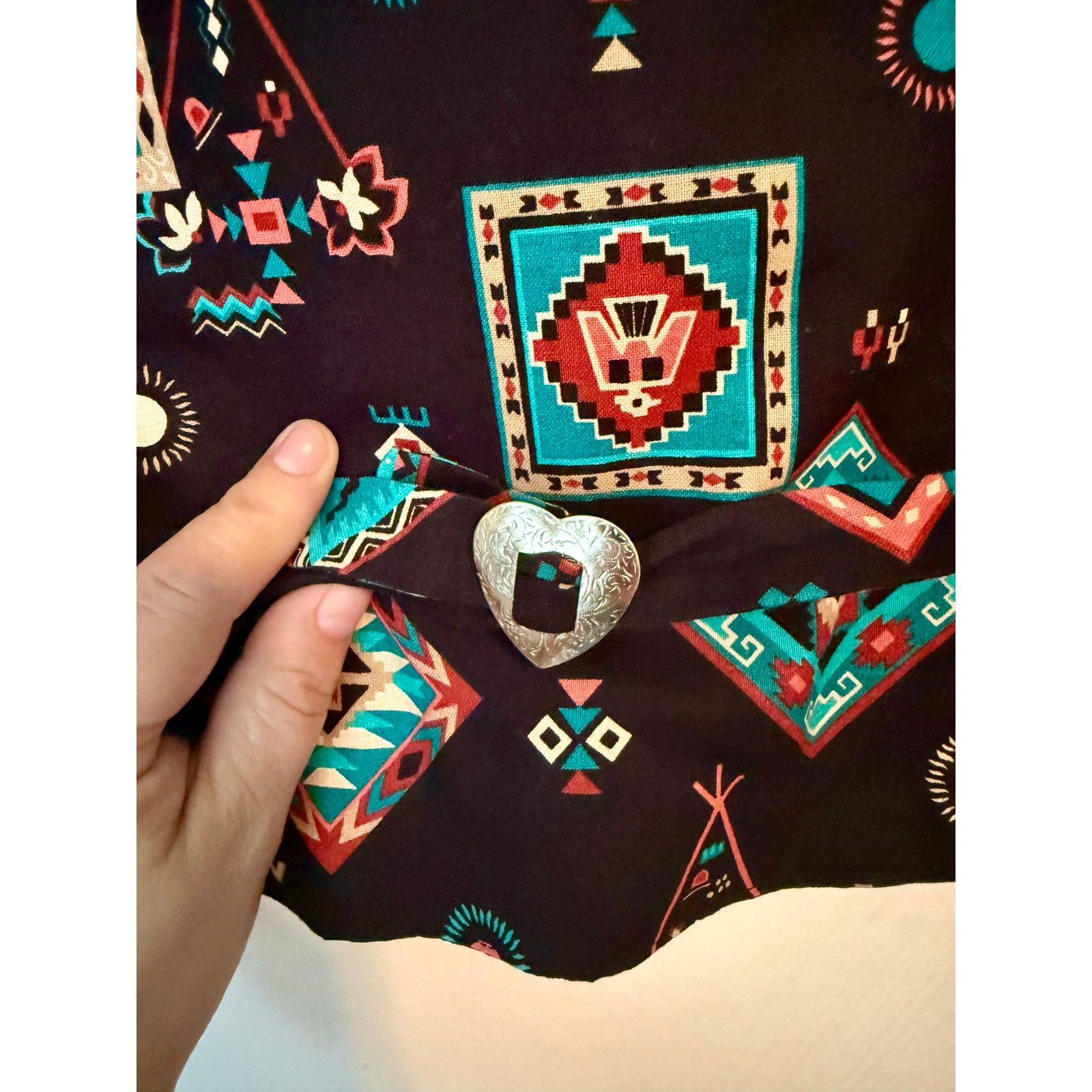 Vintage VINTAGE Aztec Western Vest Cowboy Black Teal Country Small Size S / US 4 / IT 40 - 5 Thumbnail
