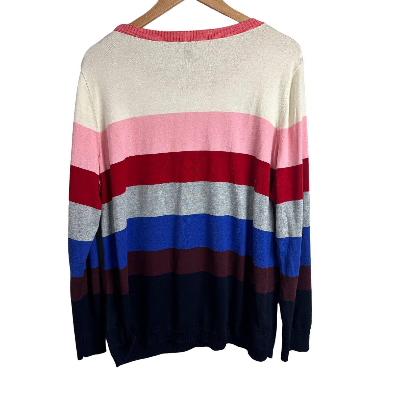 Other Talbots 2X XXL Ice Cream Rainbow Stripe Colorblock Sweater Size XXL / US 16-18 / IT 52-54 - 2 Thumbnail