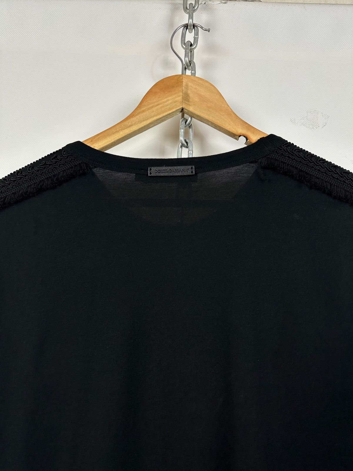 Dolce & Gabbana Dolce & Gabbana Black Sacred Heart Fringe Trim T-Shirt Size US M / EU 48-50 / 2 - 16 Thumbnail