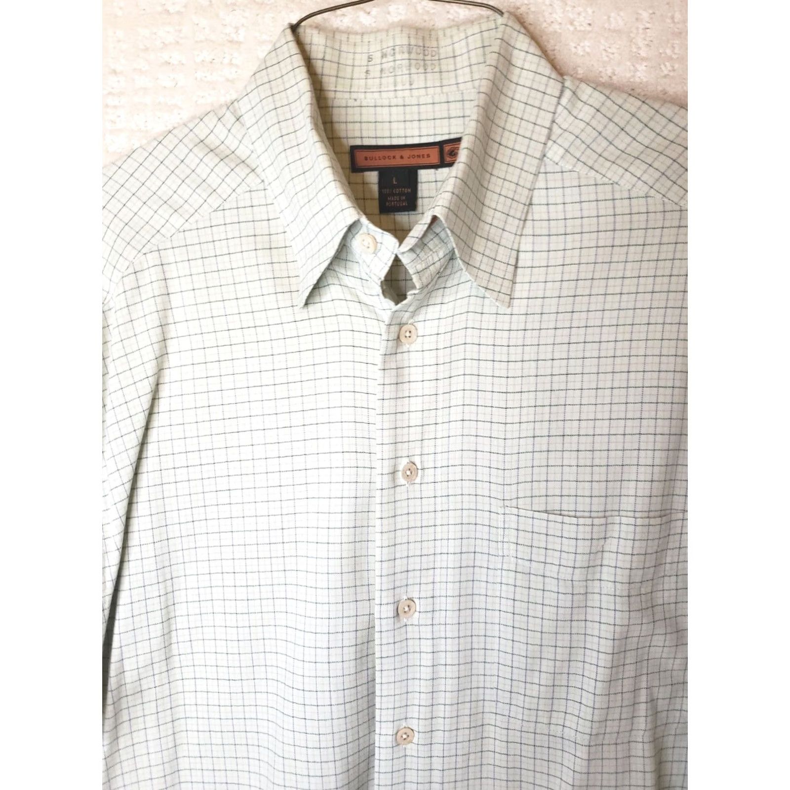 Vintage Bullock & Jones Men's L Green Check Long Sleeve Button-Up Shirt NICE SOFT FEEL Size US L / EU 52-54 / 3 - 3 Thumbnail