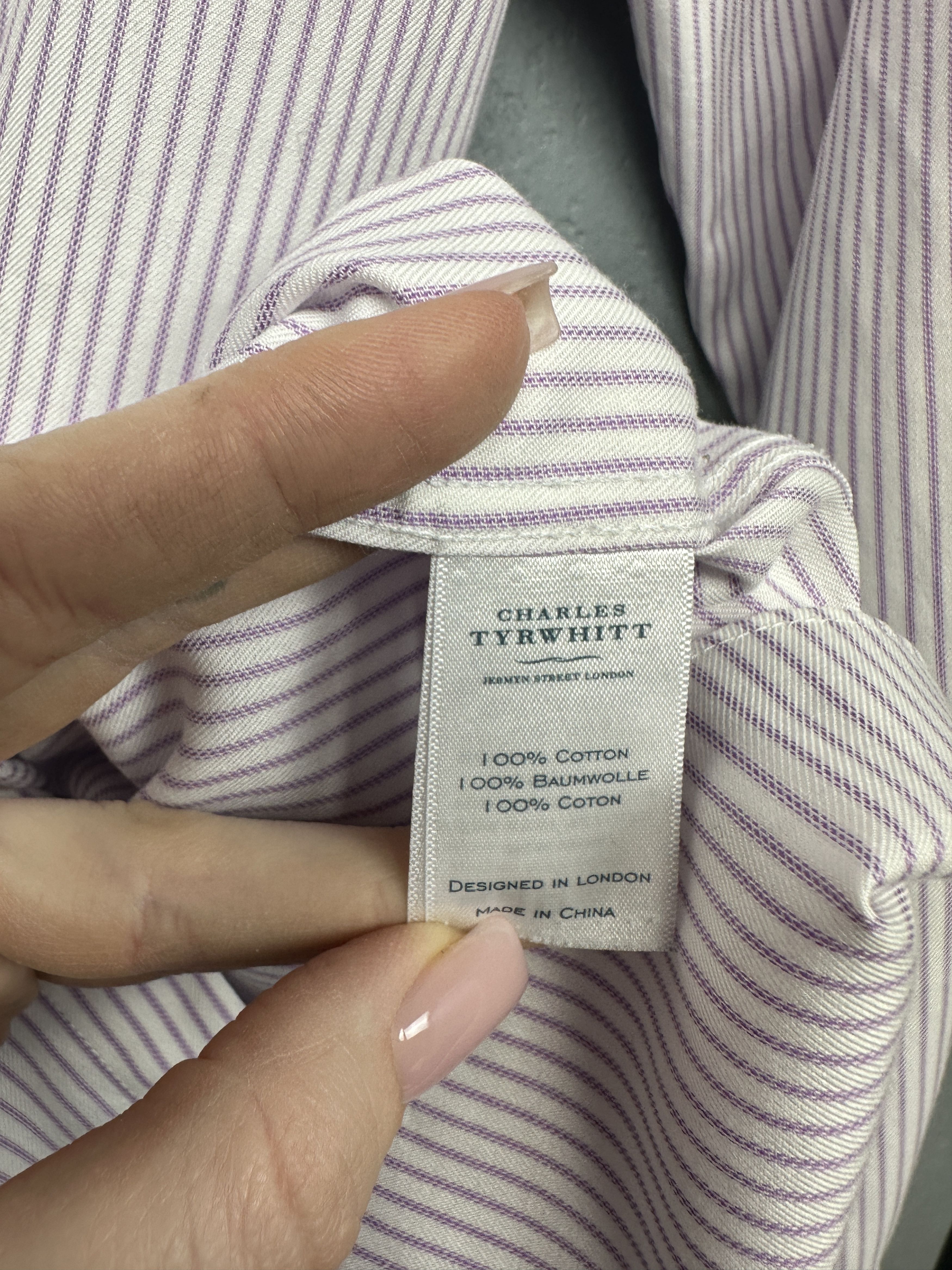 Charles Tyrwhitt Charles Tyrwhitt Mens Long Sleeve Striped Shirt Size US XL / EU 56 / 4 - 4 Thumbnail