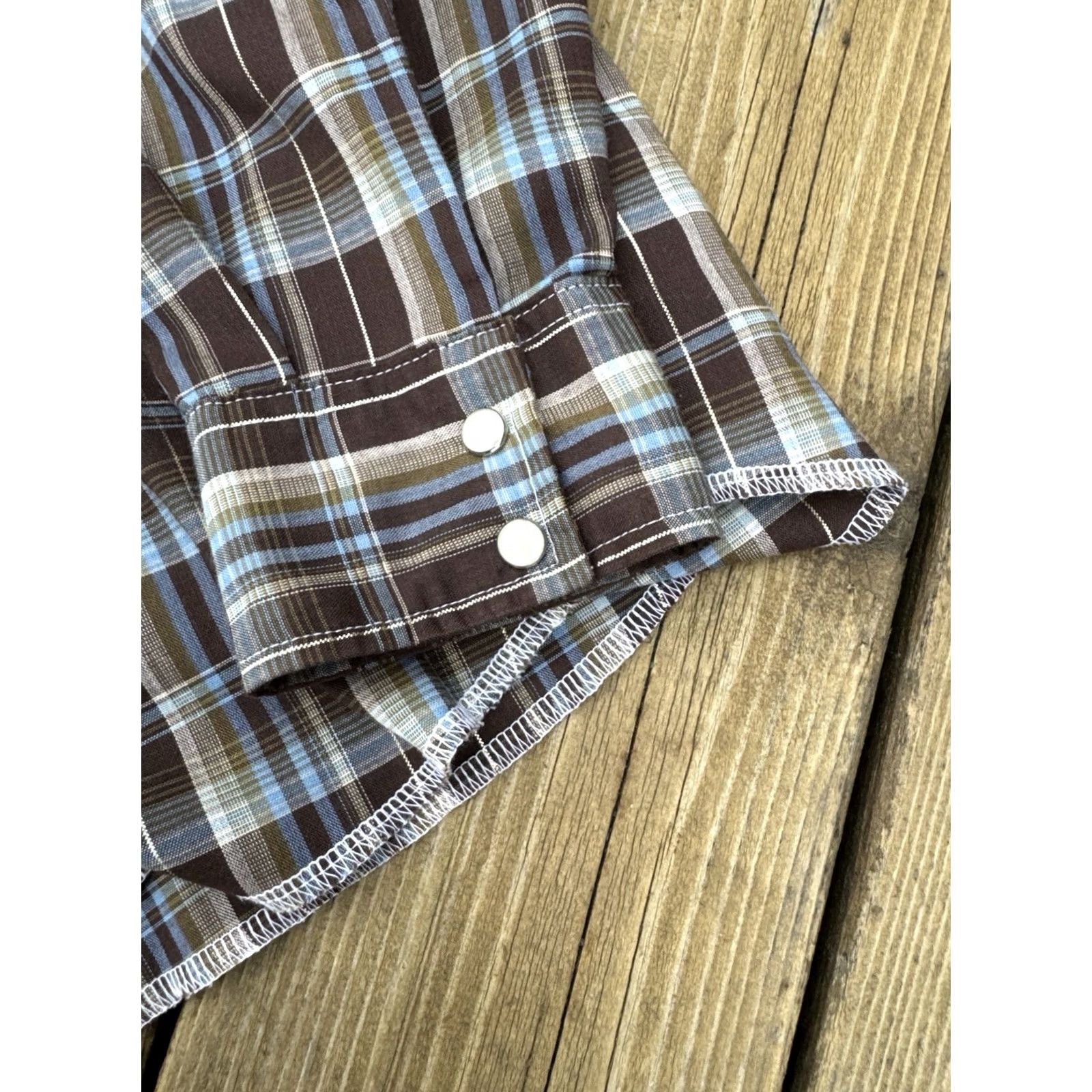 Wrangler VINTAGE Wrangler Western Shirt USA Made XL Plaid 70s Pearl Snap Mens Size US XL / EU 56 / 4 - 5 Thumbnail
