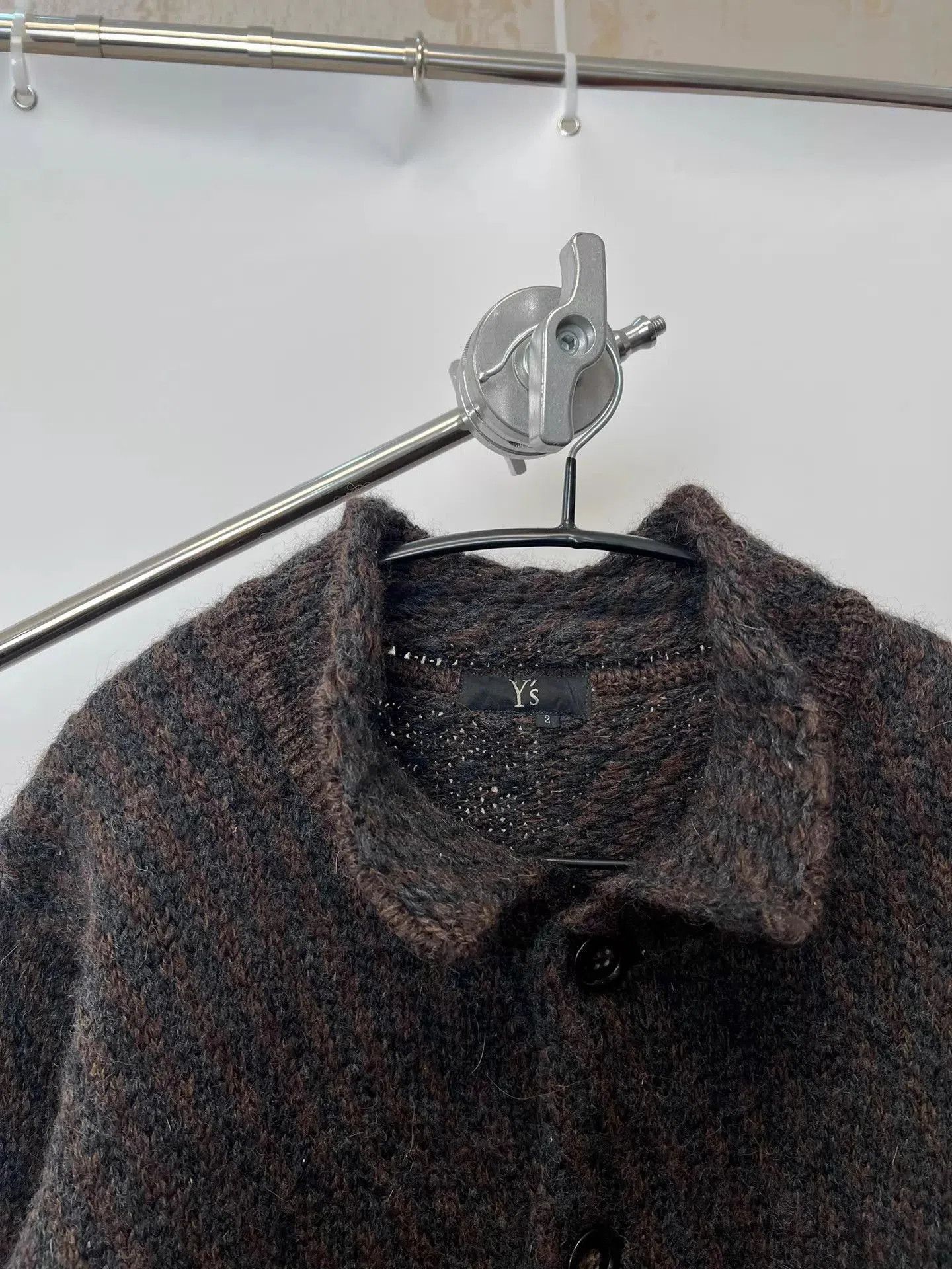 Yohji Yamamoto Brown Button-Front Knit Cardigan. Size US L / EU 52-54 / 3 - 3 Thumbnail