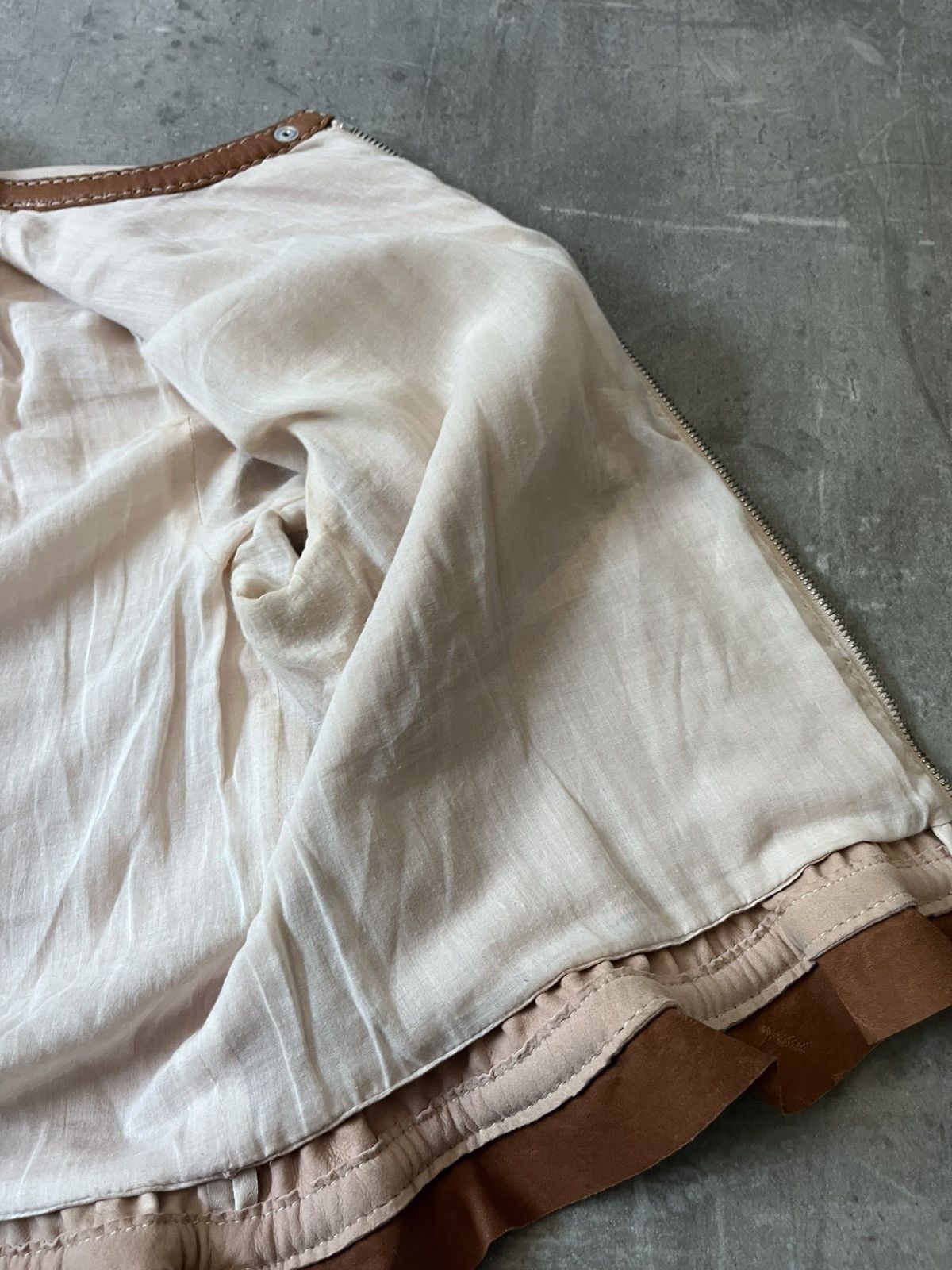 Prada Prada beige brown short leather crop jacket Size L / US 10 / IT 46 - 13 Thumbnail