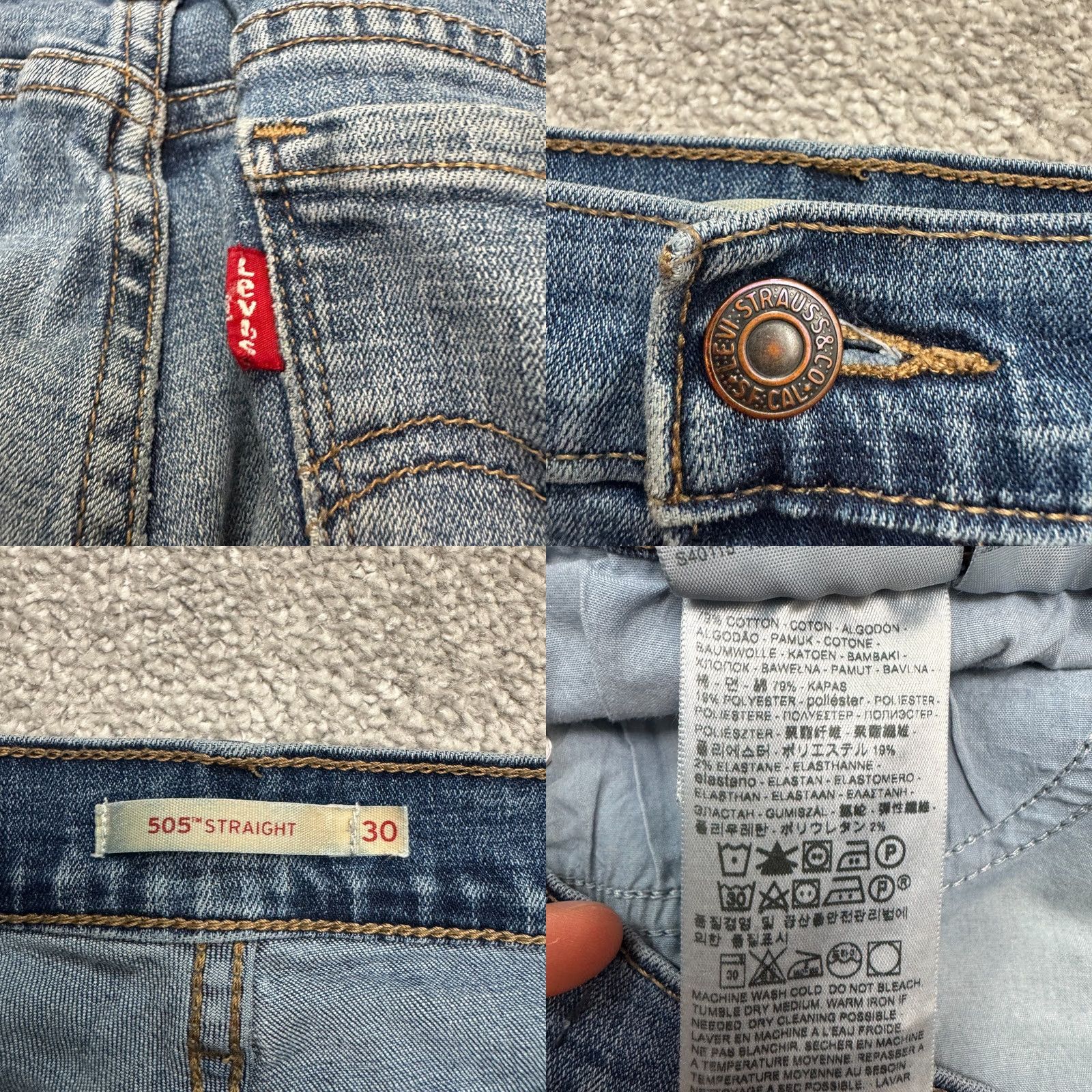 Levi's Levi's 505 Jeans Mens 38x27 Denim Straight Blue Medium Wash Cotton 5-Pocket Regular Size US 38 / EU 54 - 8 Thumbnail