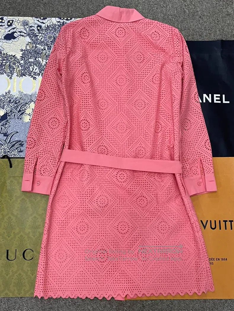 Loro Piana LORO PIANA Pink Openwork Long Sleeve Tie Dress Size XS / US 0-2 / IT 36-38 - 3 Thumbnail