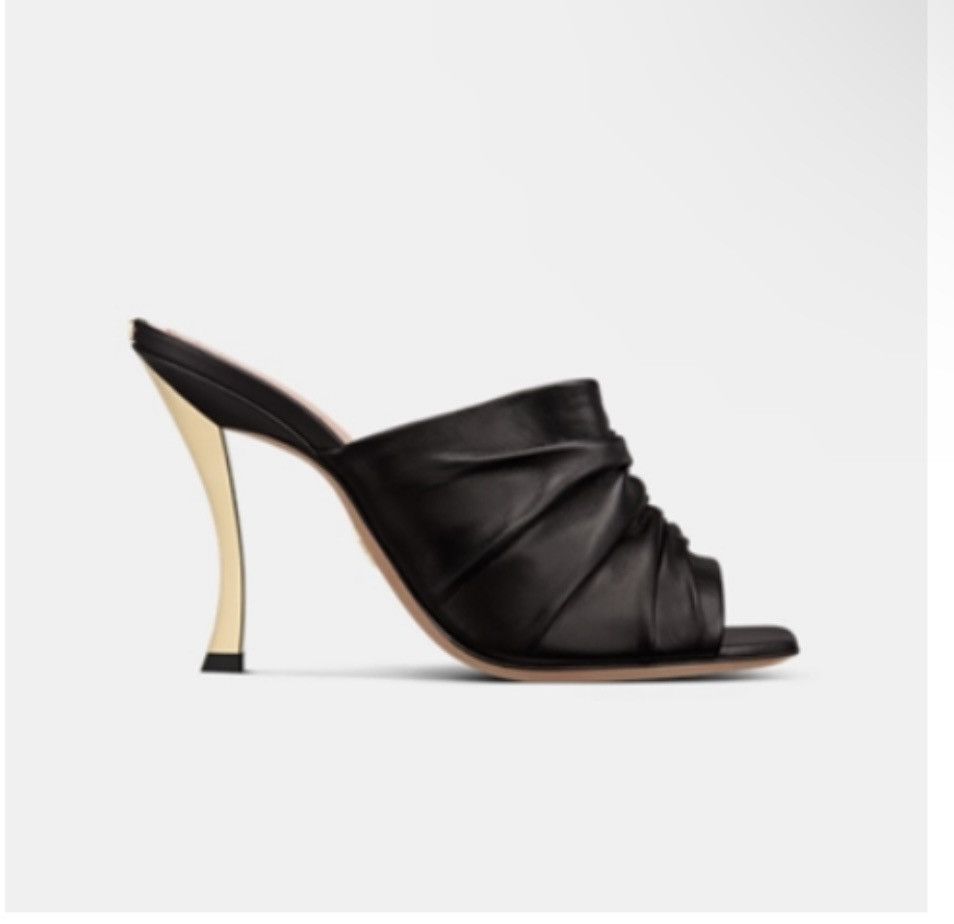 Dior Christian Dior D-Fame Heeled Sandal Black Pleated Lambskin Size US 10 / IT 40 - 1 Thumbnail