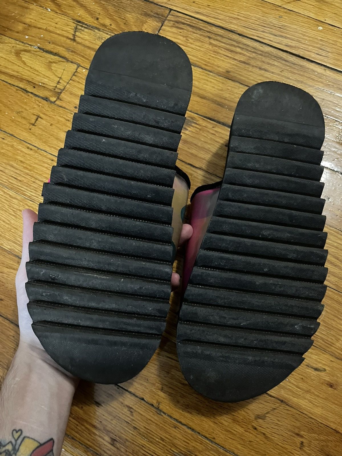 Bape Bape suicoke slides iridescent pink Size US 9 / EU 42 - 4 Thumbnail