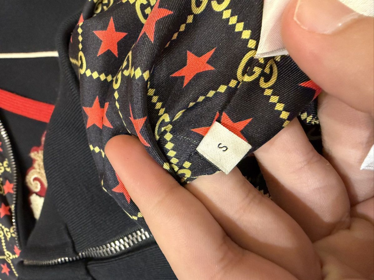 Gucci GUCCI BAND PATCH WORK SATIN STRIPE ZIP UP HOODIE | Grailed Gucci Band Patch Satin Stripe Full Zip Hoodie