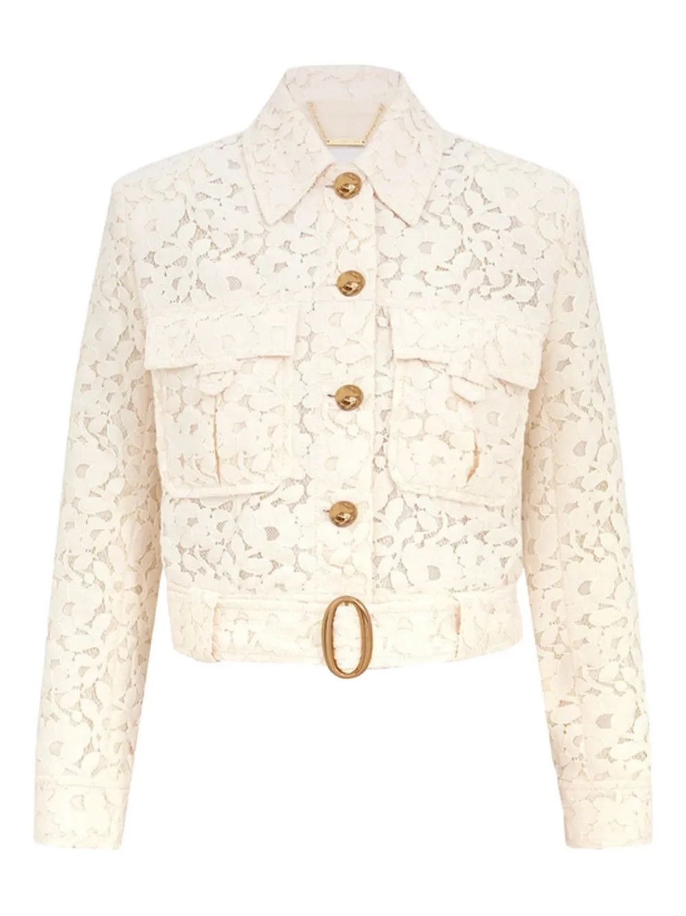 oc11z0226 Cotton-Blend Lace Jacket In Cream