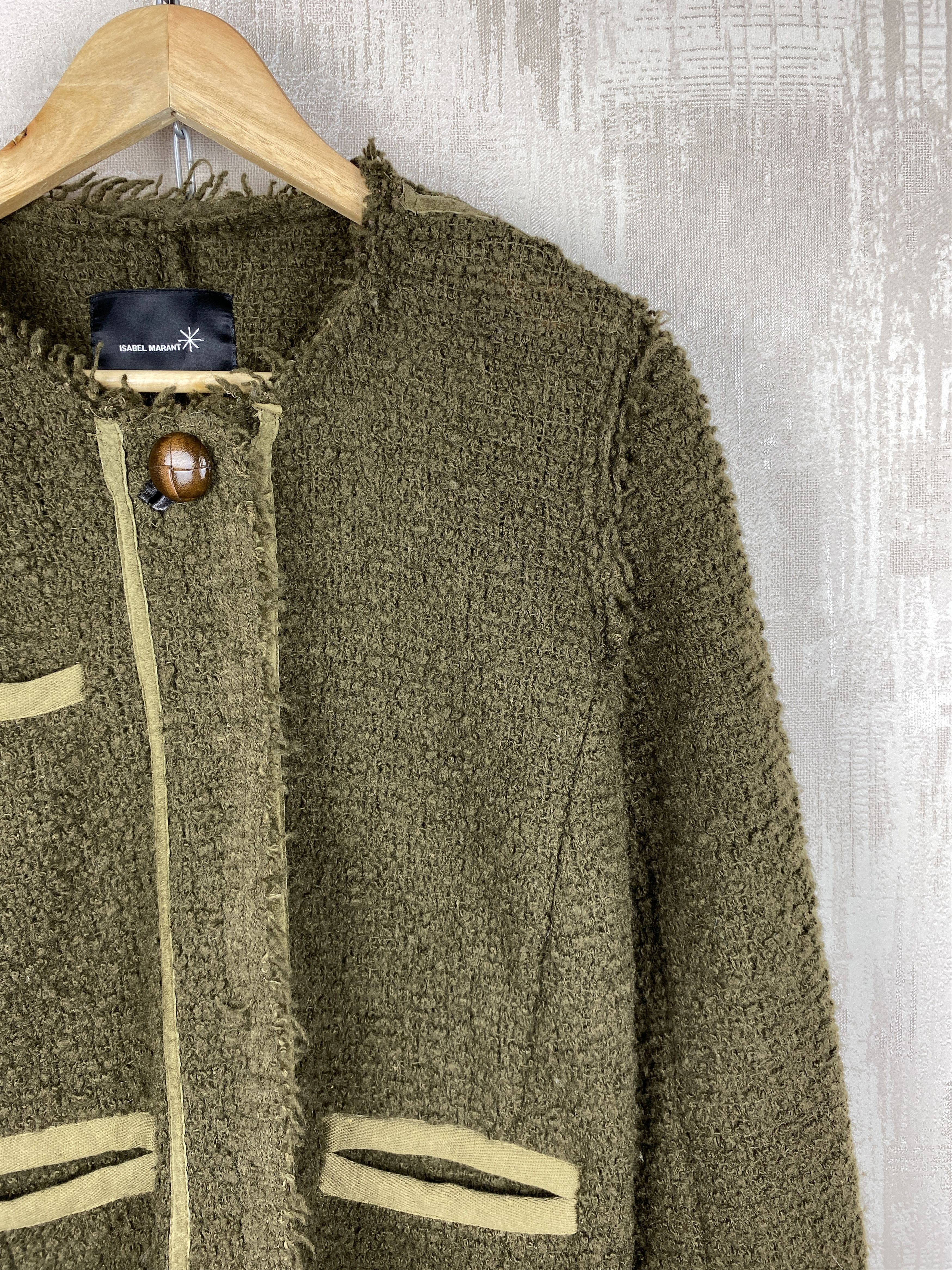 Isabel Marant Isabel Marant Olive Green Textured Wool Blend Knit Blazer Size S / US 4 / IT 40 - 4 Thumbnail