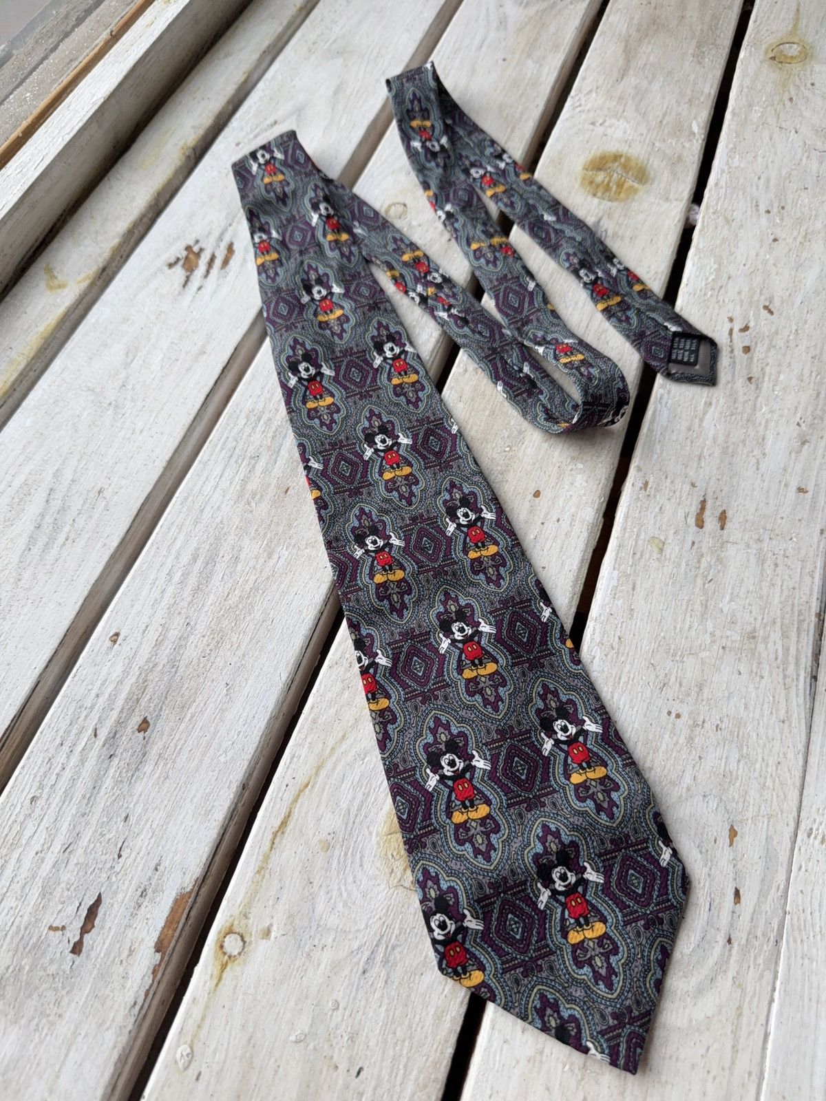Cartoon Network × Disney × Vintage Vintage Disney Mickey Mouse Silk Tie Atlas Design Size ONE SIZE - 1 Thumbnail