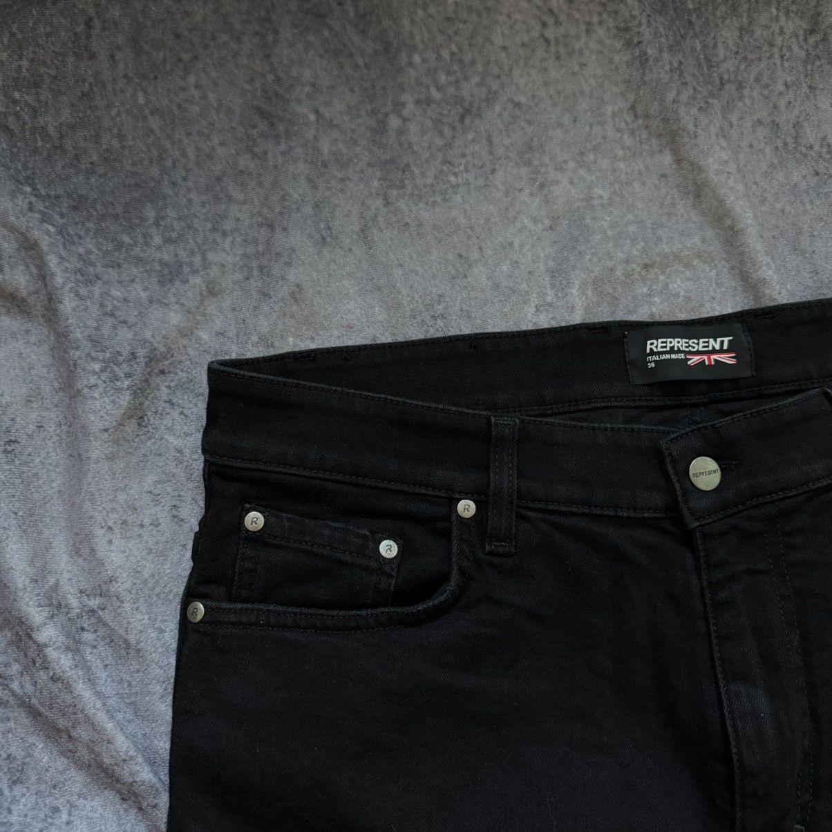 Represent Clo. Represent Distressed Slim Black Jeans Italian Made Denim Size US 36 / EU 52 - 10 Thumbnail