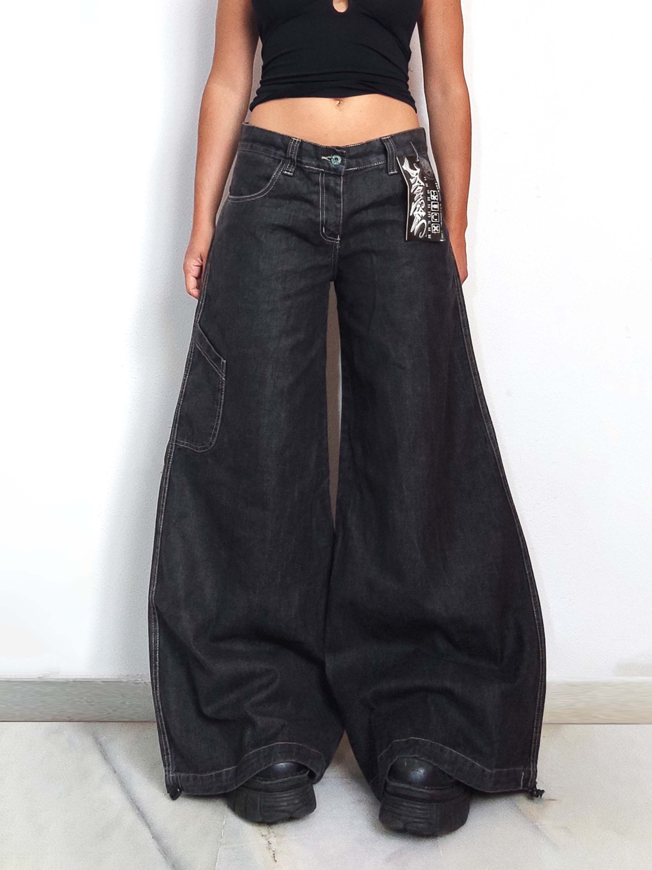 Vintage Y2k Deadstock Vintage Baggy Drawstring Jeans with Embroidery Size 28" / US 6 / IT 42 - 2 Thumbnail