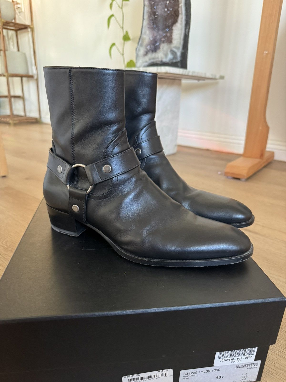 Saint Laurent Paris 19SS Black Ayers Snakeskin 60mm Finn Boots 42
