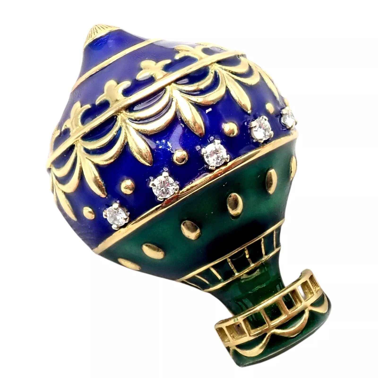 Dior Dior 18k Yellow Gold Diamond Enamel Jules Verne Pin Brooch Size ONE SIZE - 1 Thumbnail