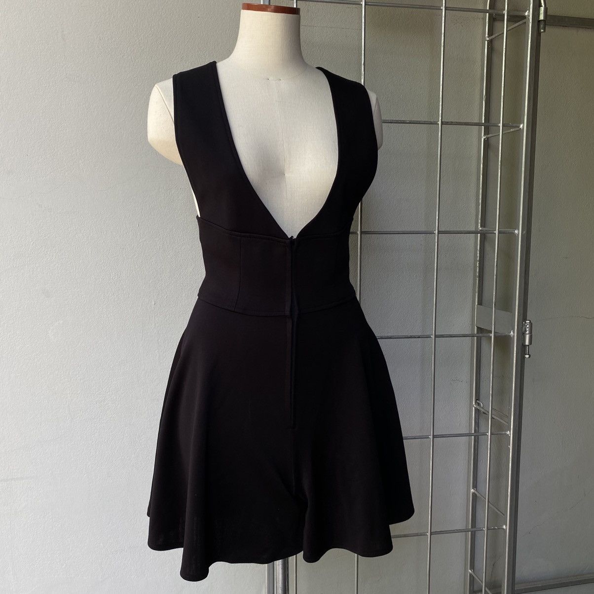 Jean Paul Gaultier JUNIOR Gaultier Deep V-Neck Black Romper Skort Size S / US 4 / IT 40 - 1 Thumbnail