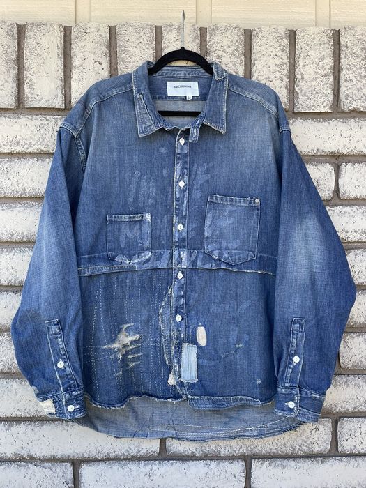 Anachronorm Oversized Boro Patchwork Repair Denim Work Shirt