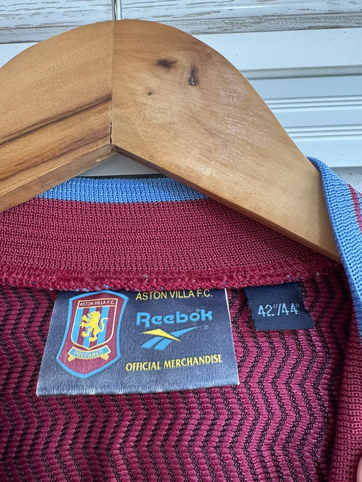 Reebok Vintage Aston Villa 1997-1998 Home Soccer Jersey Kit Shirt Size US L / EU 52-54 / 3 - 11 Thumbnail