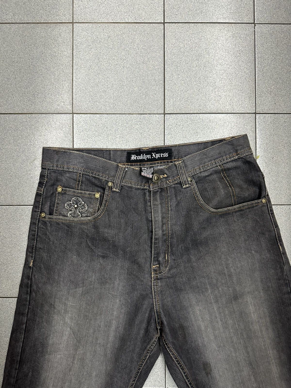 Japanese Brand VTG CROSS Like Chrome Hearts Brooklyn Express Denim Pants Size US 36 / EU 52 - 10 Thumbnail