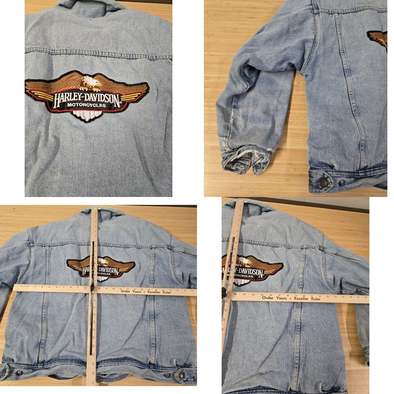 Camel VINTAGE Joe Camel Cigarettes Denim Sherpa Lined Jean Jacket Harley Patch XL Men Blue Denim Jacket Size US 36 / EU 52 - 9 Thumbnail