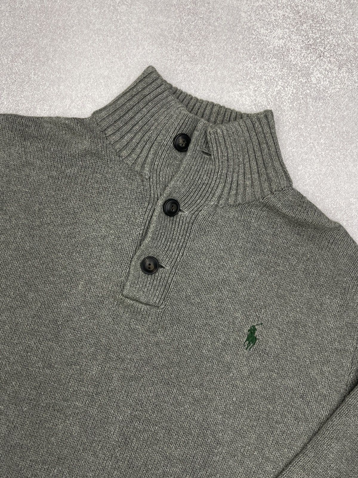 Polo Ralph Lauren Mens Polo Ralph Lauren Knitted Sweater Button Grey Y2K Rugby Size US S / EU 44-46 / 1 - 4 Thumbnail
