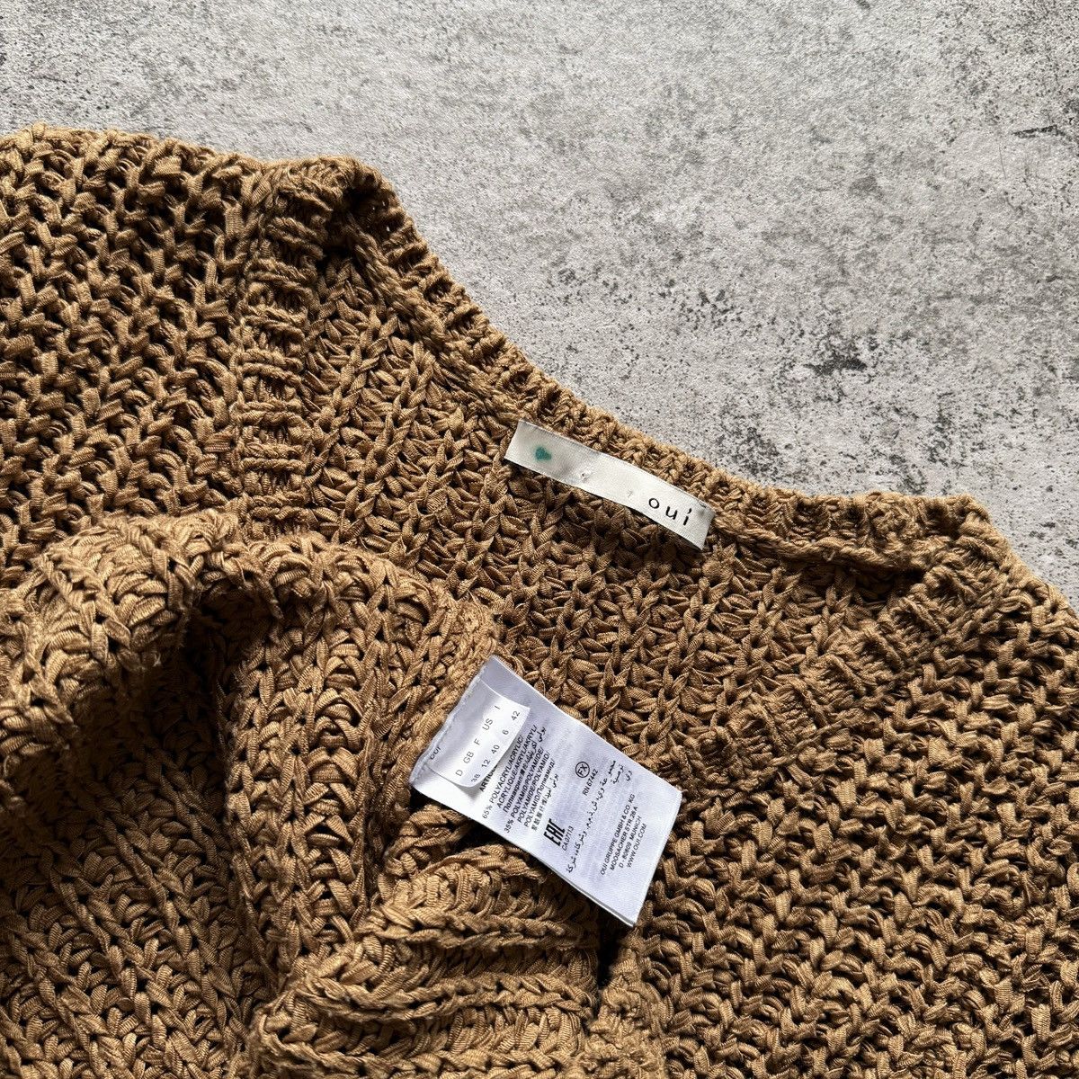 Other Oui Womens Brown Chunky Ribbed Knit Crew Neck Sweater Size M / US 6-8 / IT 42-44 - 3 Thumbnail