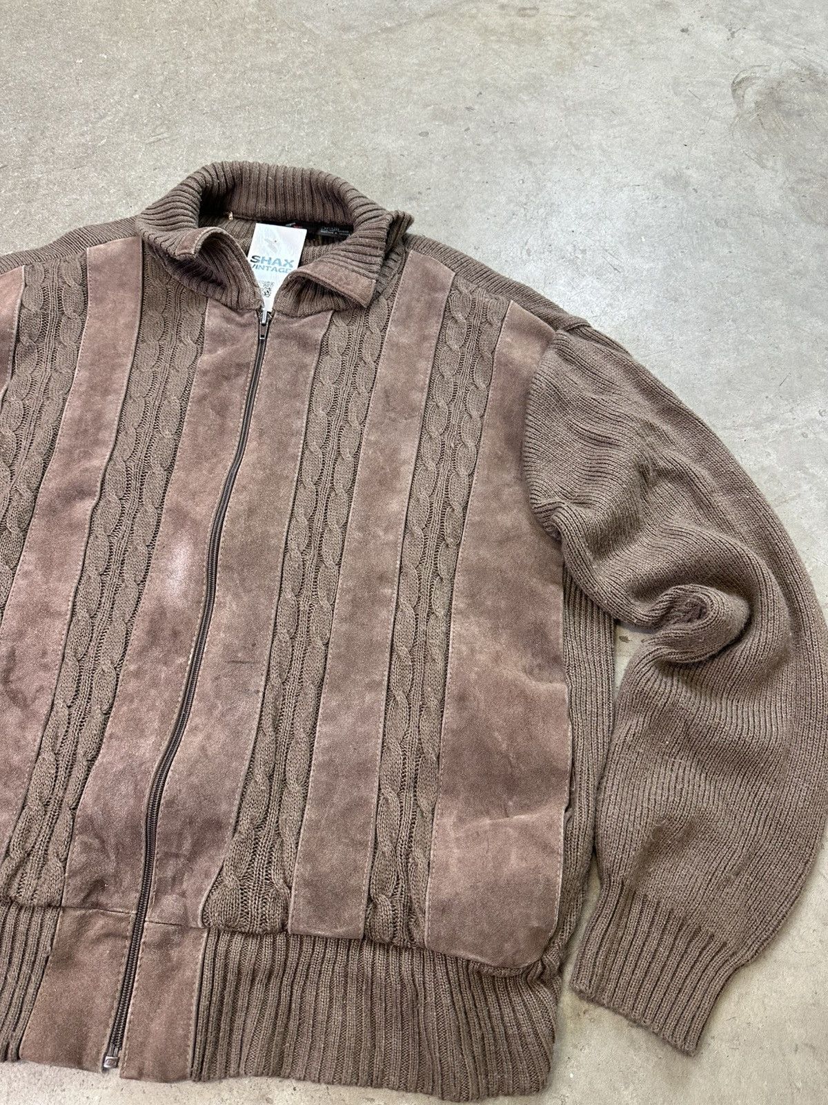 Sears × Vintage vintage 80s sears suede knit zip up sweater xl Size US XL / EU 56 / 4 - 4 Thumbnail