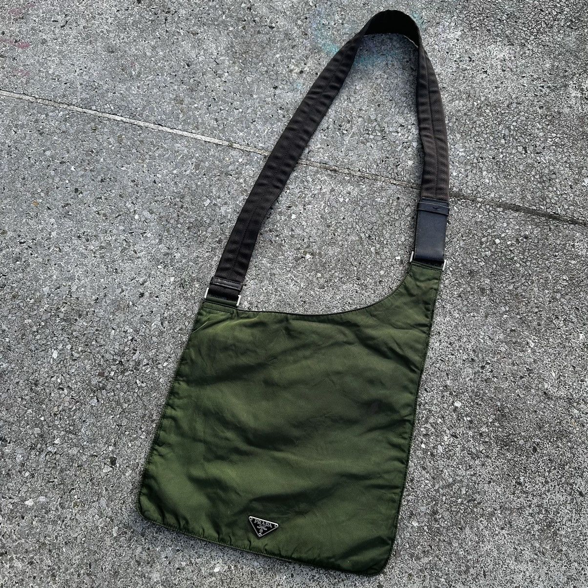 image of Prada Tessuto Crossbody Bag in Olive Green, Men's
