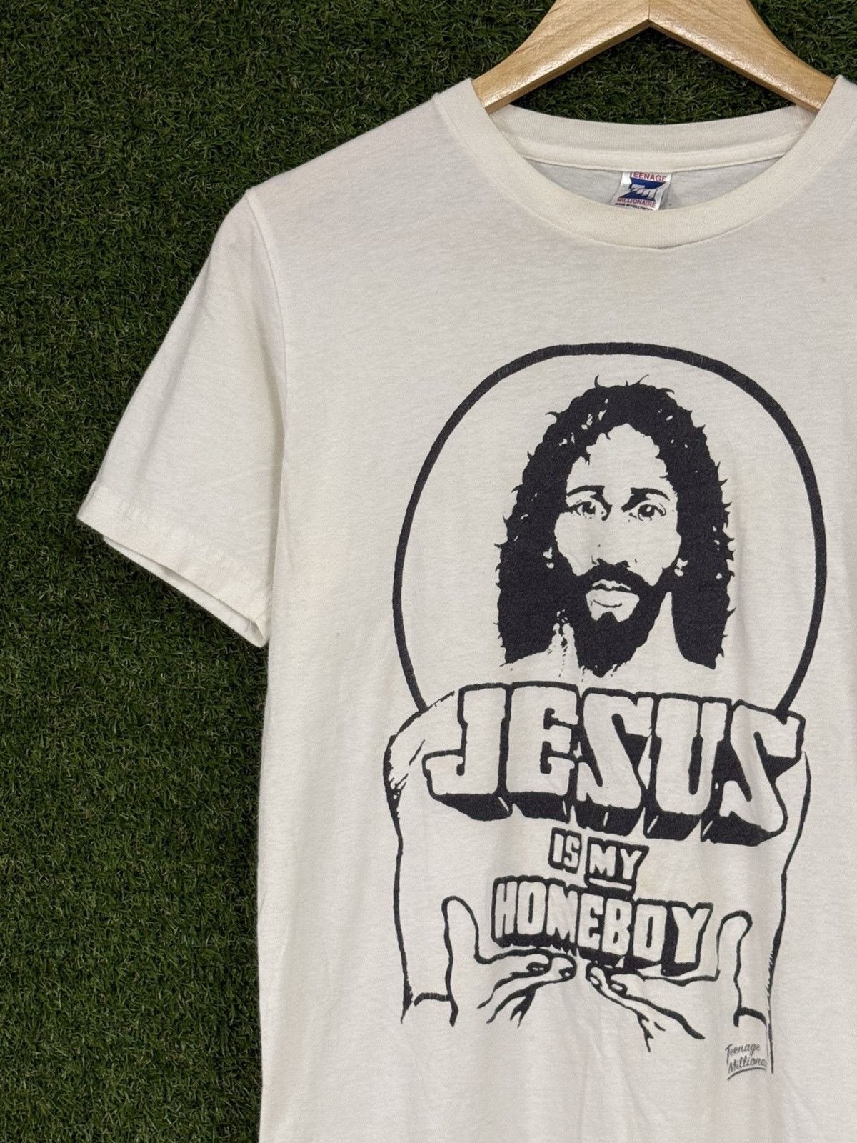 Vintage RARE Jesus Is My Homeboy Christ Logo White Crown Tee Size US M / EU 48-50 / 2 - 2 Thumbnail