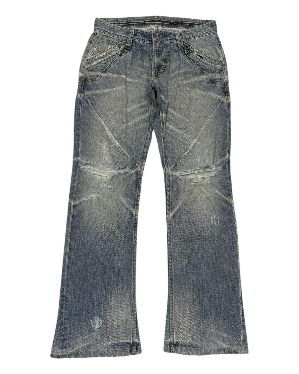Obelisk 🔥NICOLE CLUB FOR MEN FLARE JEANS DISTRESSED DENIM Size US 32 / EU 48 - 7 Thumbnail