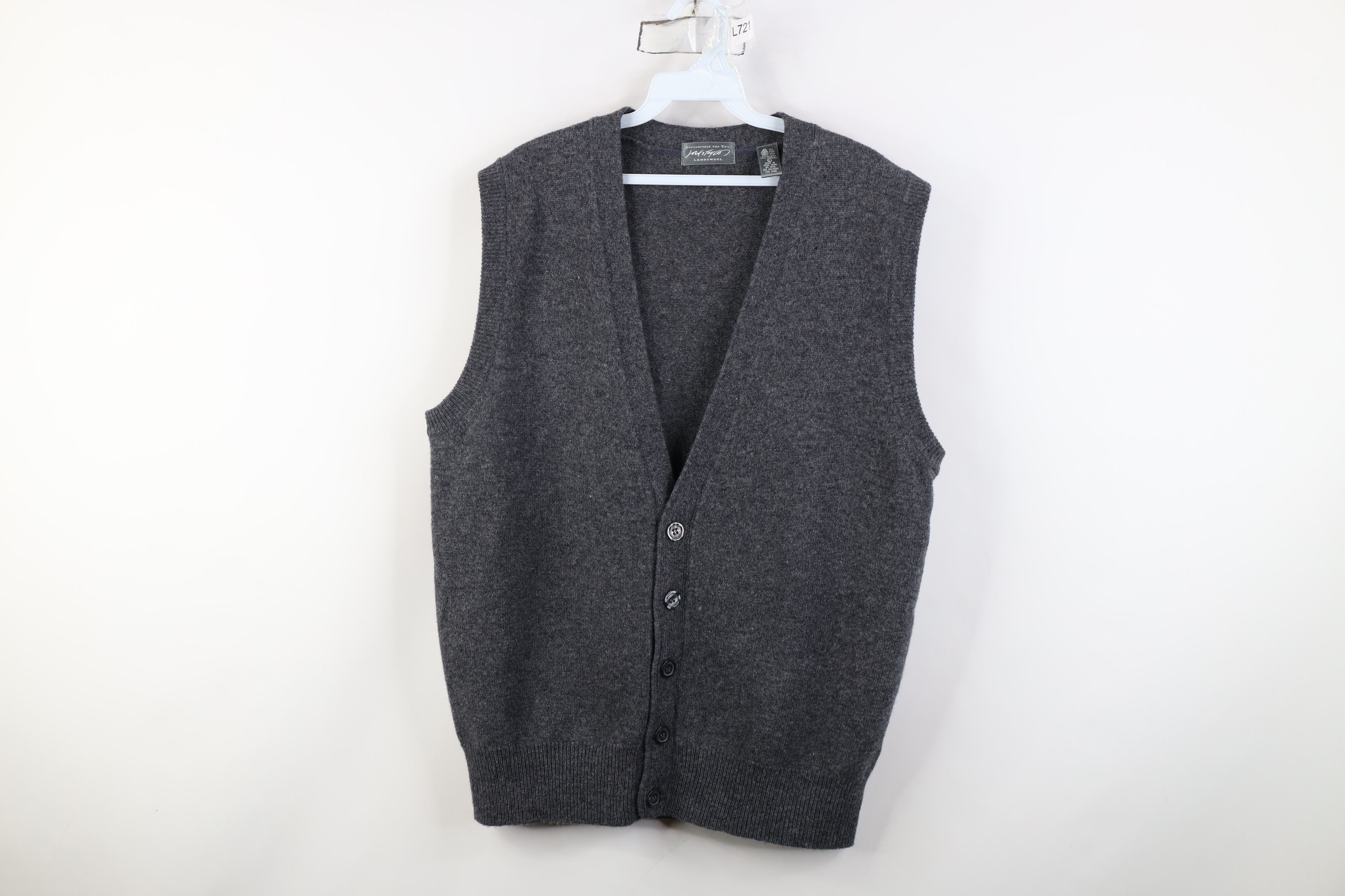 Vintage Vintage 90s Streetwear Lambswool Cardigan Sweater Vest Gray Size US L / EU 52-54 / 3 - 1 Thumbnail