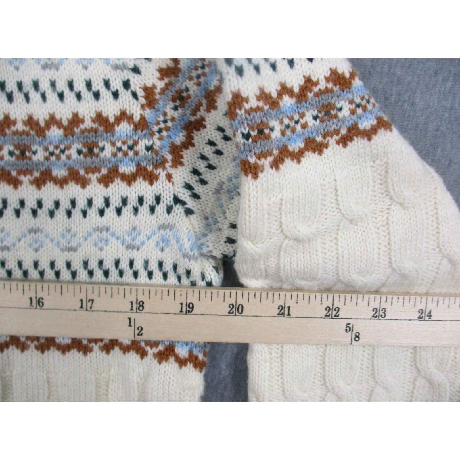 Vintage VINTAGE Lord Jeff Sweater Mens Large White Fair Isle Ski Mock Neck Pullover Size US L / EU 52-54 / 3 - 5 Thumbnail
